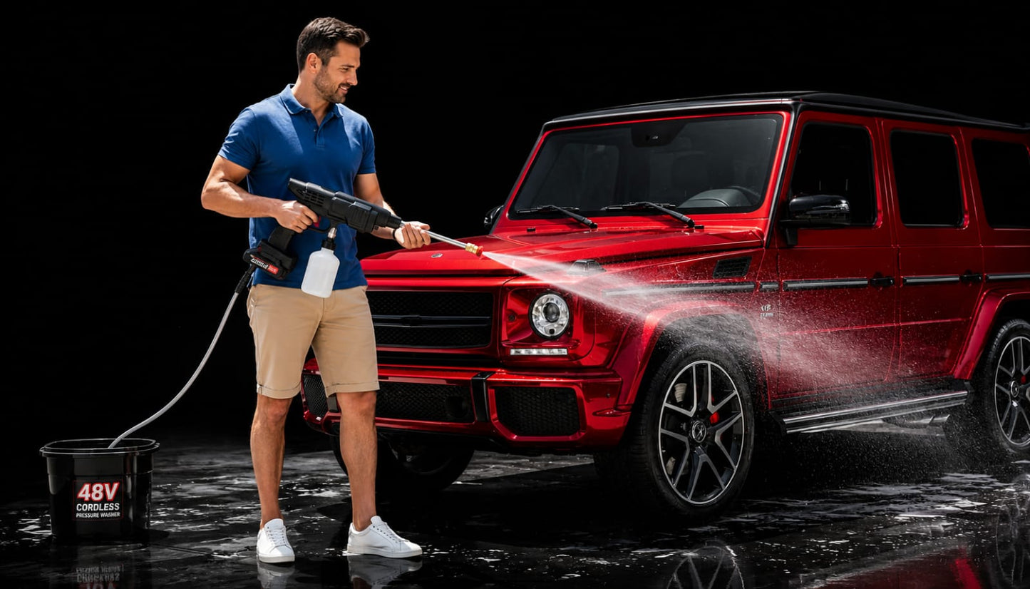 Double Battery High Pressure Car Washer Gun - مسدس غسيل سيارات عالي الضغط يعمل ببطاريتين