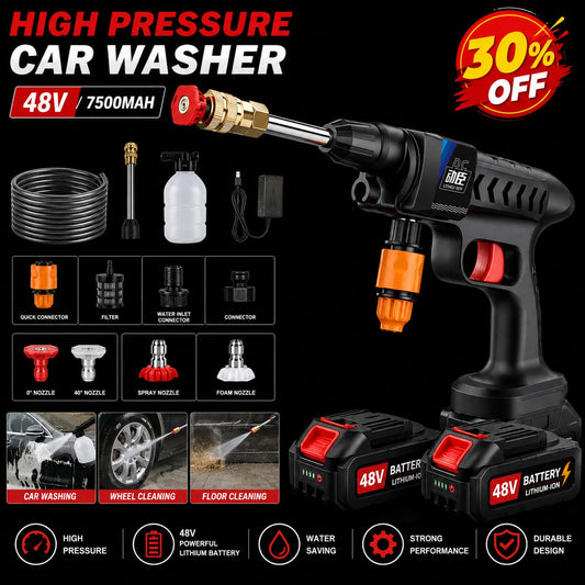 Double Battery High Pressure Car Washer Gun - مسدس غسيل سيارات عالي الضغط يعمل ببطاريتين