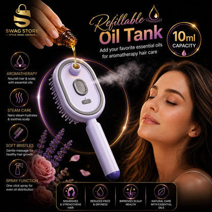 5-IN-1 Steam Brush | Rechargeable Detangling Tool with Oil