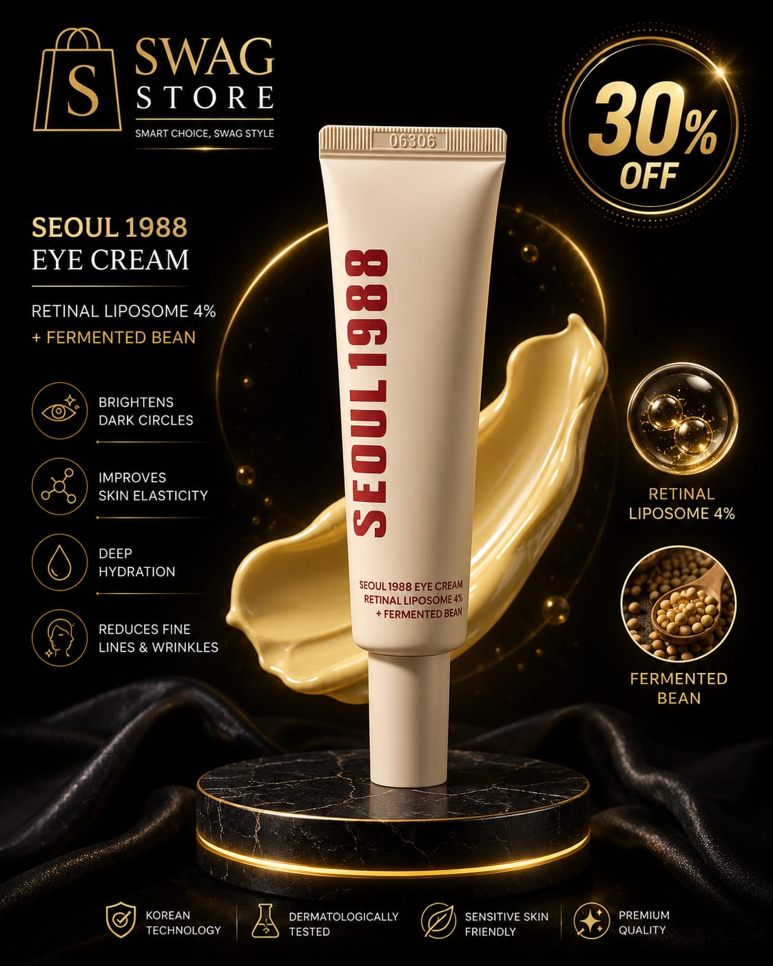KSECRET SEOUL 1988 Eye Cream: Retinal Liposome 4% + Fermented Bean 30ml