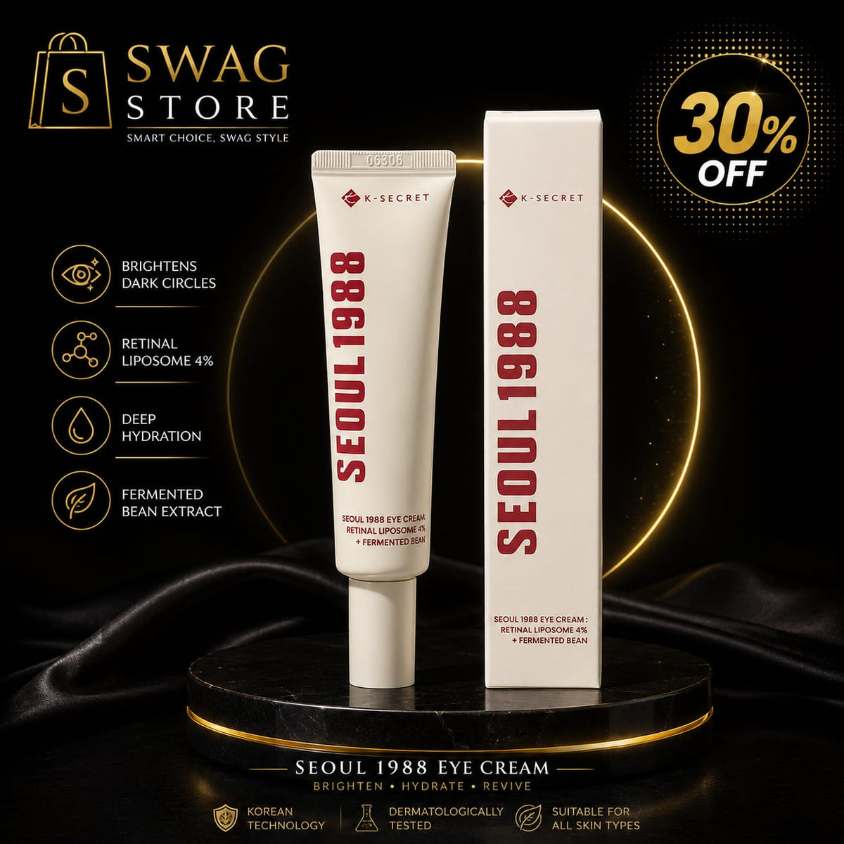 KSECRET SEOUL 1988 Eye Cream: Retinal Liposome 4% + Fermented Bean 30ml